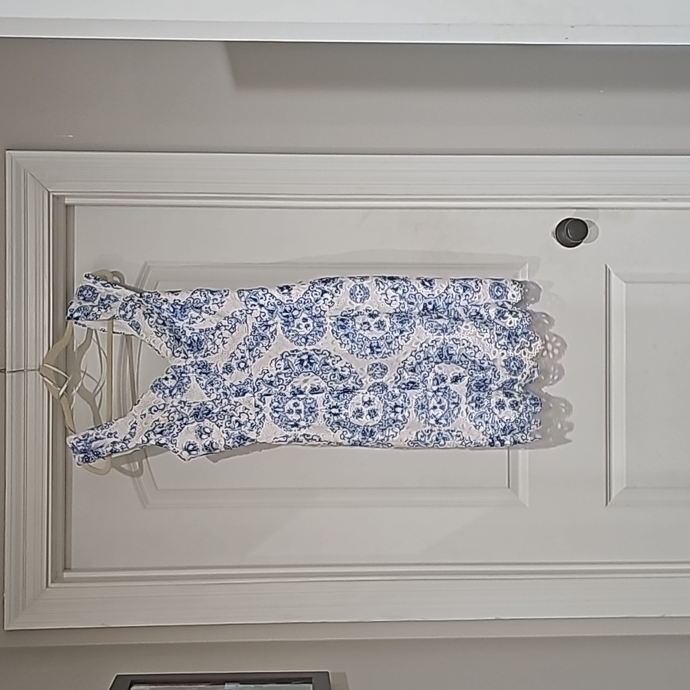 Blue and white spring dress